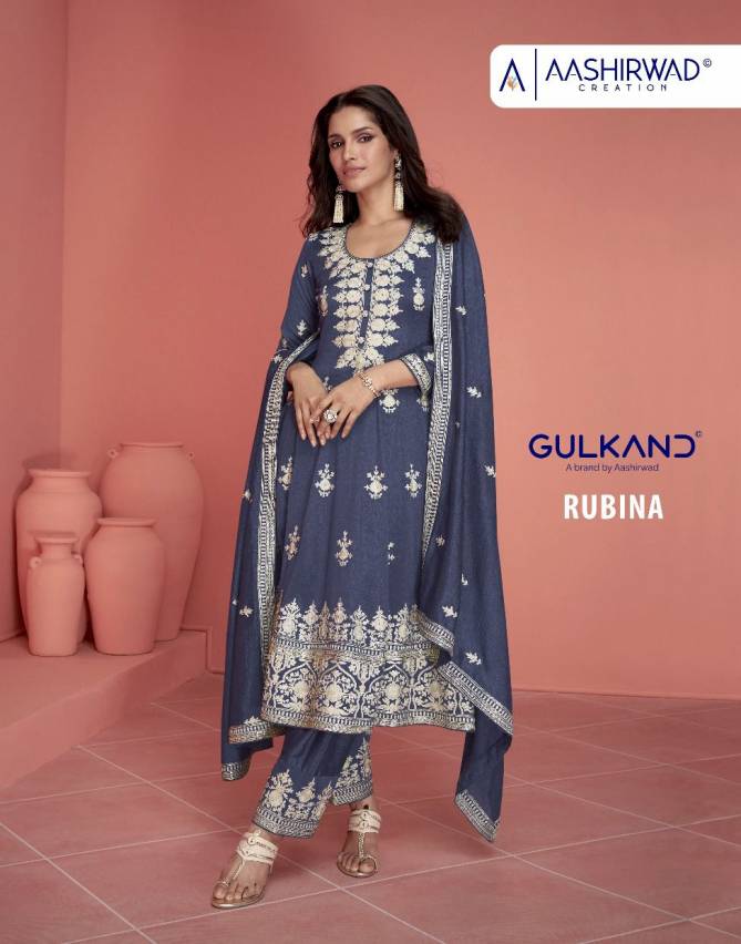 Rubina By Aashirwad Gulkand Premium Silk Readymade Suits Wholesale Shop In Surat
